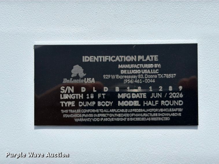 image for item ED5387 2026 De Lucio USA Half Round dump bed