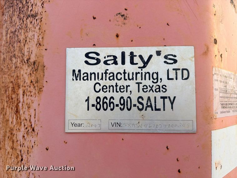 image for item ED5416 2007 Salty's Manufacturing frac tank trailer