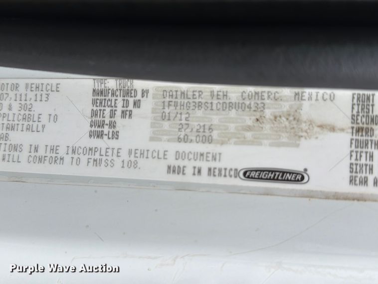 image for item EG9239 2012 Freightliner 114SD crane truck