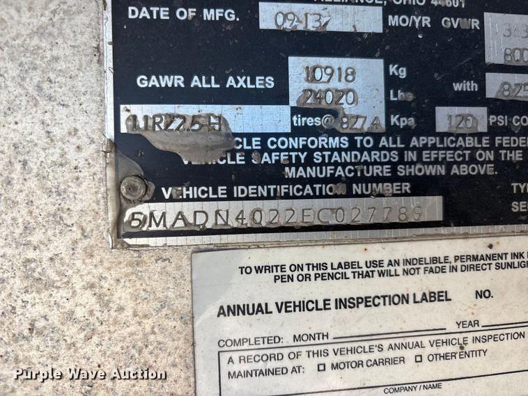 image for item ER3121 2014 MAC Trailer Manufacturing end dump trailer