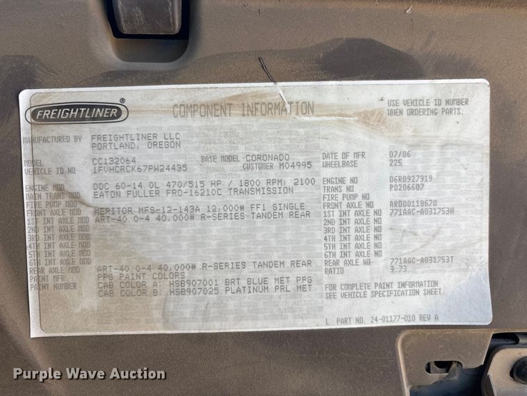image for item ER7684 2007 Freightliner Coronado dump truck