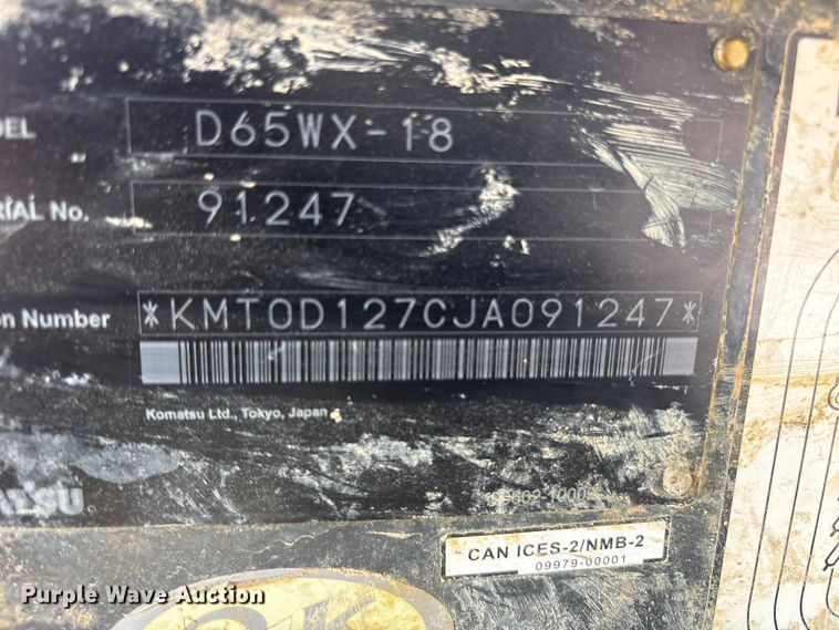 image for item ET0347 2018 Komatsu D65WX-18 dozer