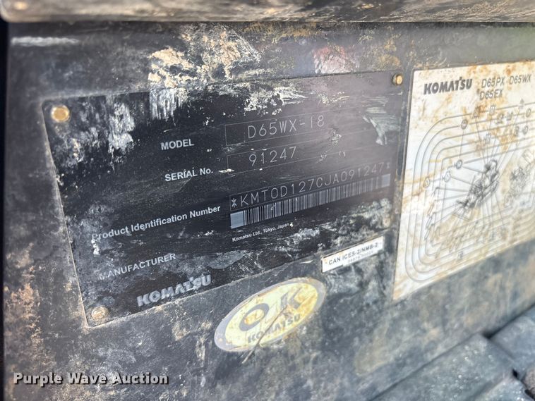 image for item ET0347 2018 Komatsu D65WX-18 dozer