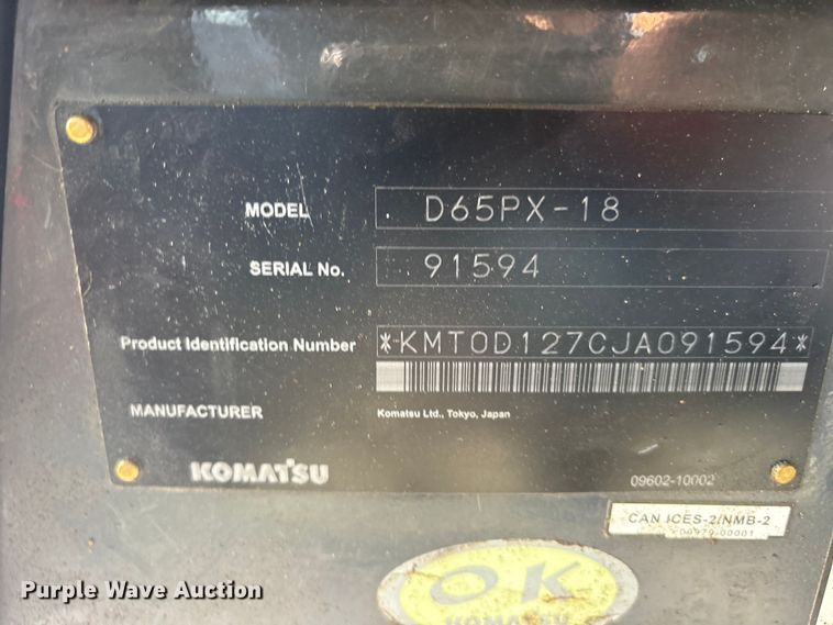 image for item ET0348 2019 Komatsu D65PX-18 dozer