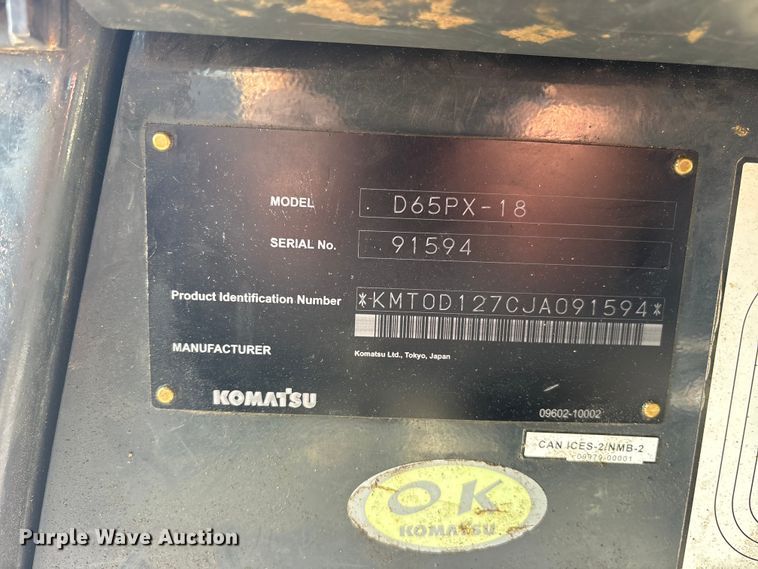 image for item ET0348 2019 Komatsu D65PX-18 dozer