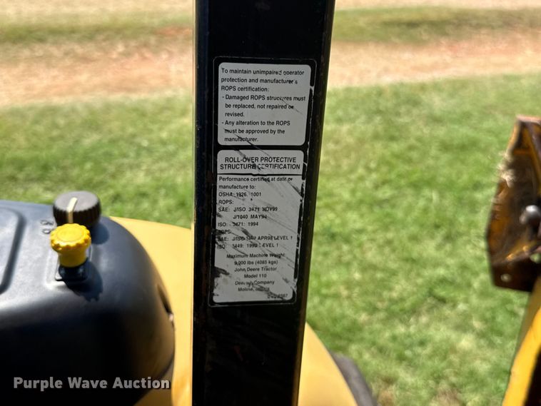 image for item ET6458 2006 John Deere 110 backhoe