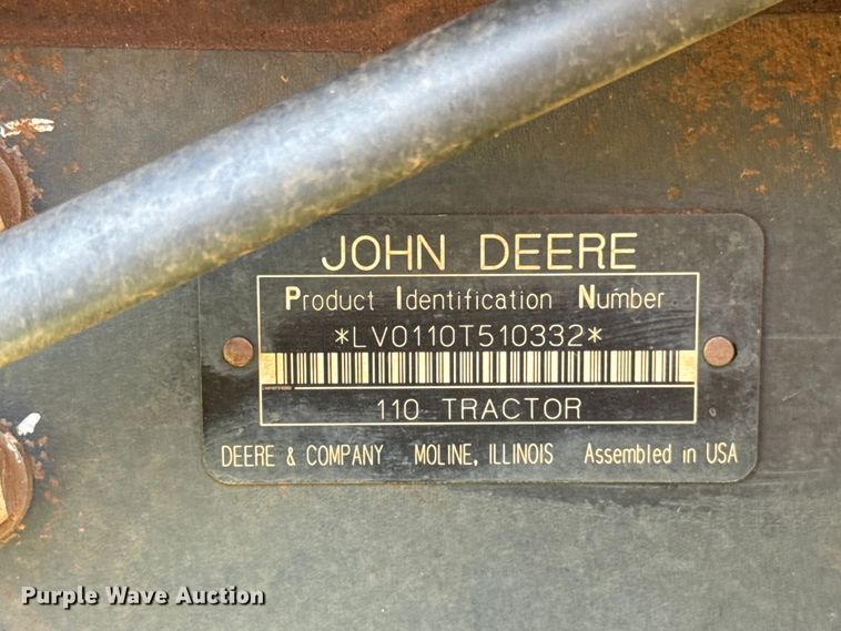 image for item ET6458 2006 John Deere 110 backhoe
