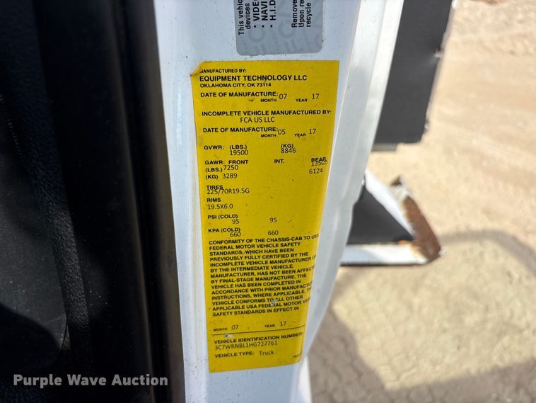 image for item EU5777 2017 RAM 5500 bucket truck