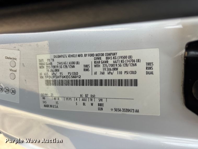 image for item EU5779 2019 Ford F550 bucket truck