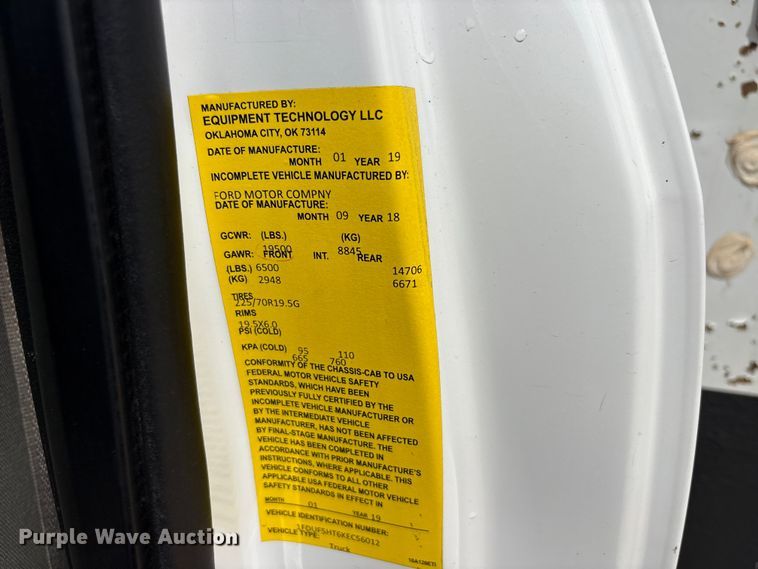image for item EU5779 2019 Ford F550 bucket truck