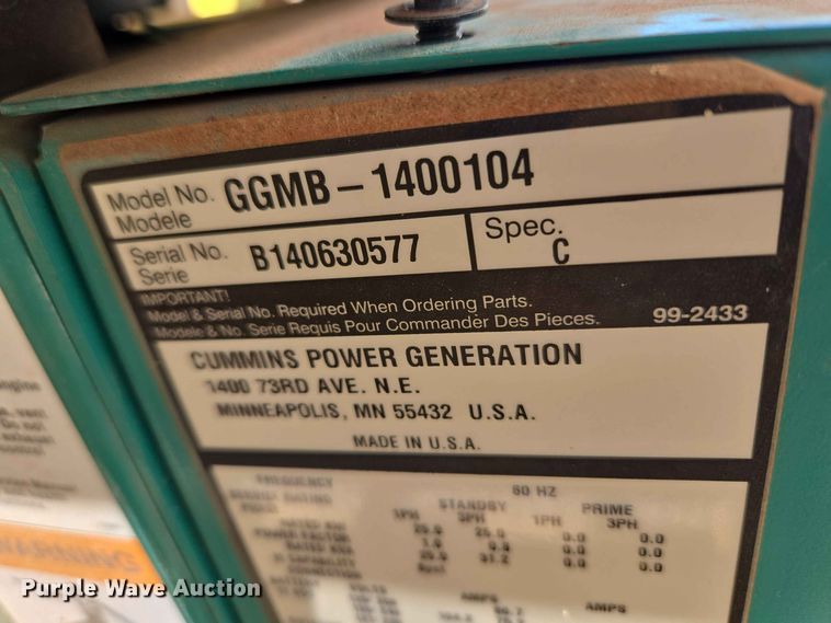 image for item EW0469 Cummins GGMB-1400104 generator