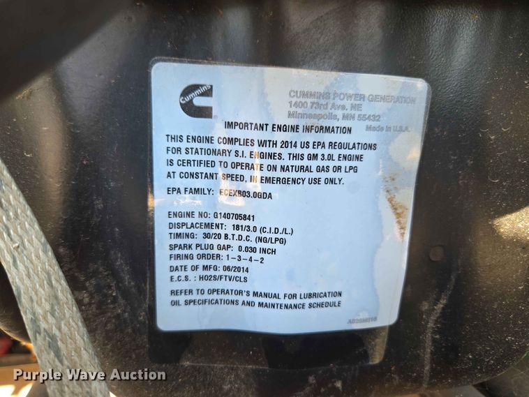 image for item EW0470 Cummins GGMB-1408153 generator