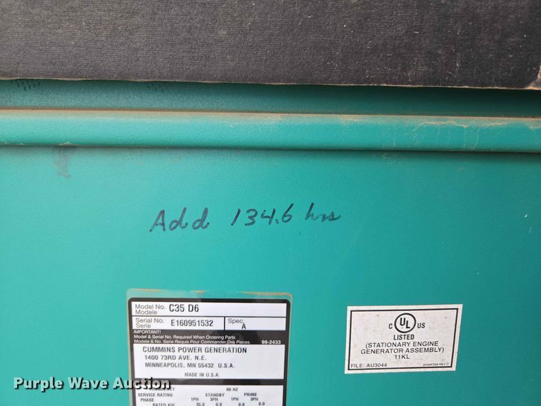 image for item EW0472 Cummins C35 D6 generator