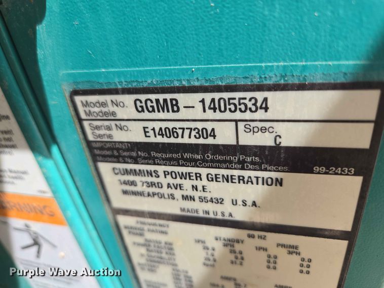image for item EW0475 Cummins GGMB-1405534 generator