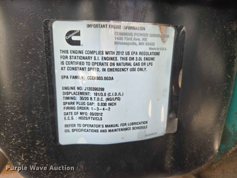 image for item EW0479 Cummins GGMB-1213346 generator