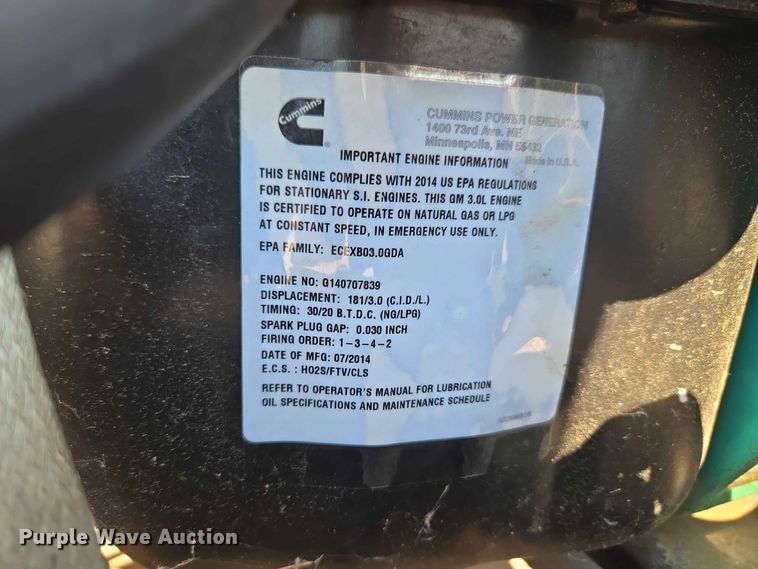 image for item EW0481 Cummins GGMB-1408155 generator
