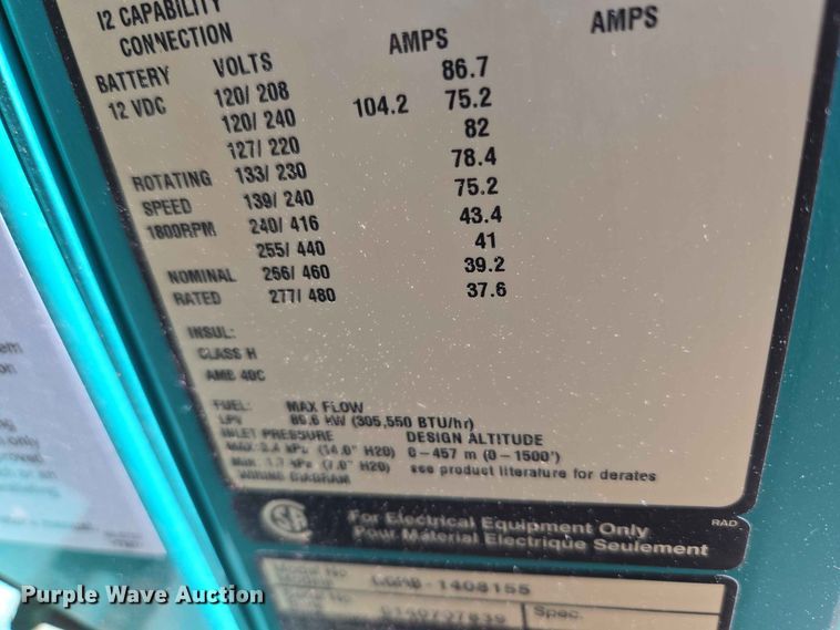 image for item EW0481 Cummins GGMB-1408155 generator