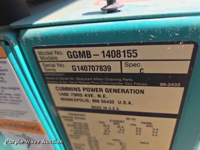 image for item EW0481 Cummins GGMB-1408155 generator