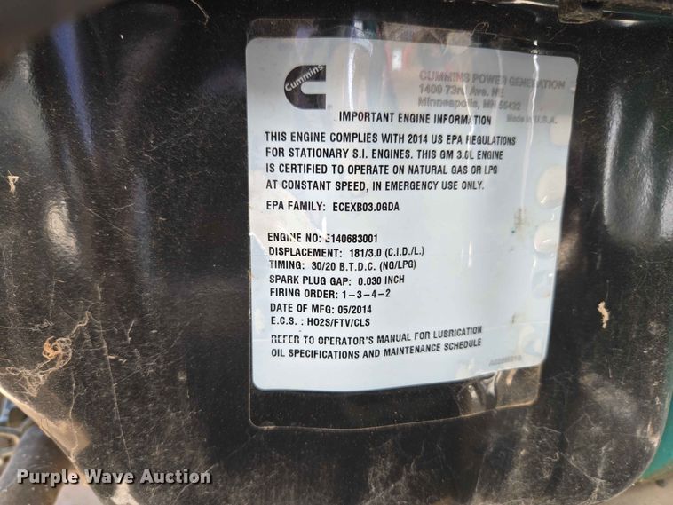 image for item EW0483 Cummins GGMB-1405968 generator