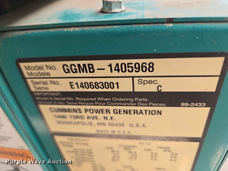image for item EW0483 Cummins GGMB-1405968 generator