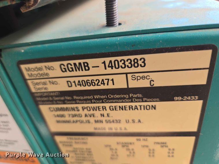 image for item EW0484 Cummins GGMB-140-3383 generator
