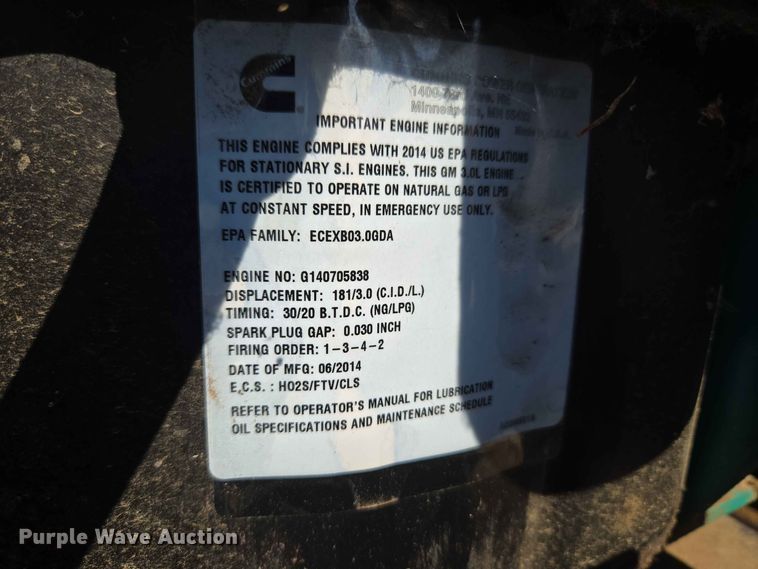 image for item EW0485 Cummins GGMB-1408153 generator