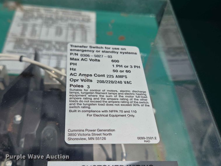 image for item EW8492 Cummins OTECB-1445955 automatic transfer switch