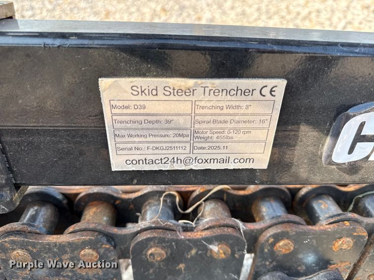 image for item EX2123 Captok D39 skid steer trencher