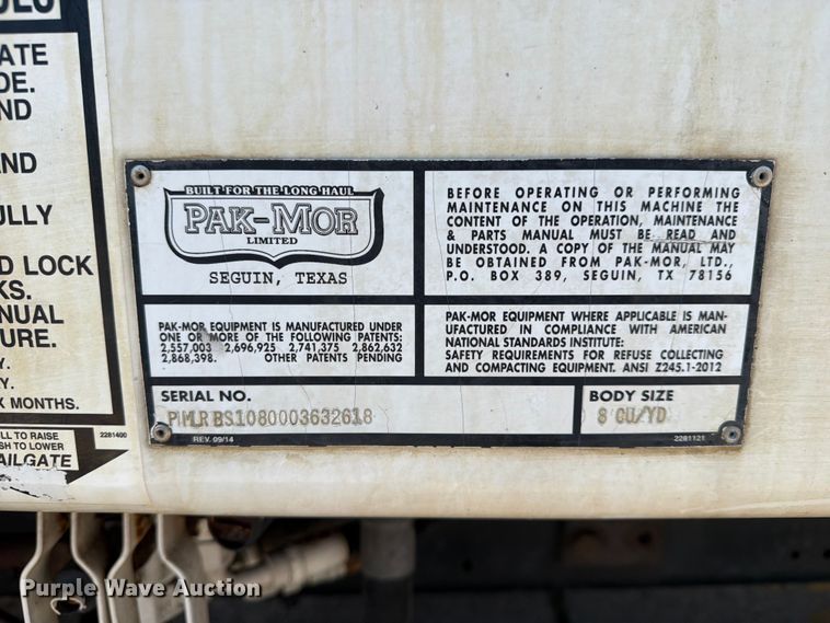 image for item EX4030 2014 Freightliner M2 refuse truck