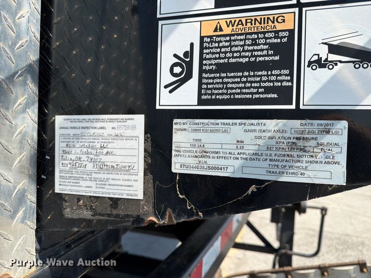 image for item EX4033 2018 Construction Trailer Specialists 