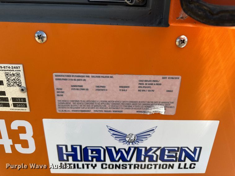 image for item FB5722 2018 Sullivan Palatek D400HHAF air compressor