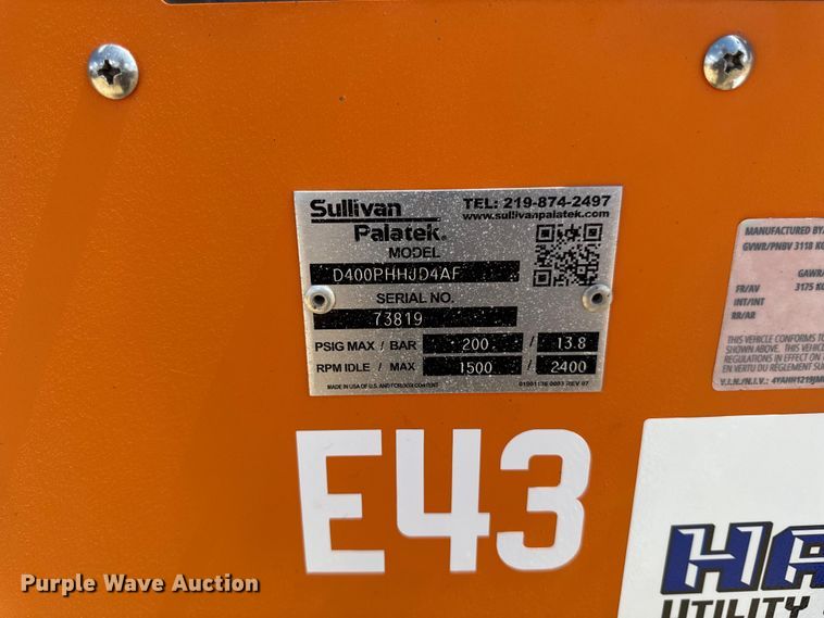 image for item FB5722 2018 Sullivan Palatek D400HHAF air compressor