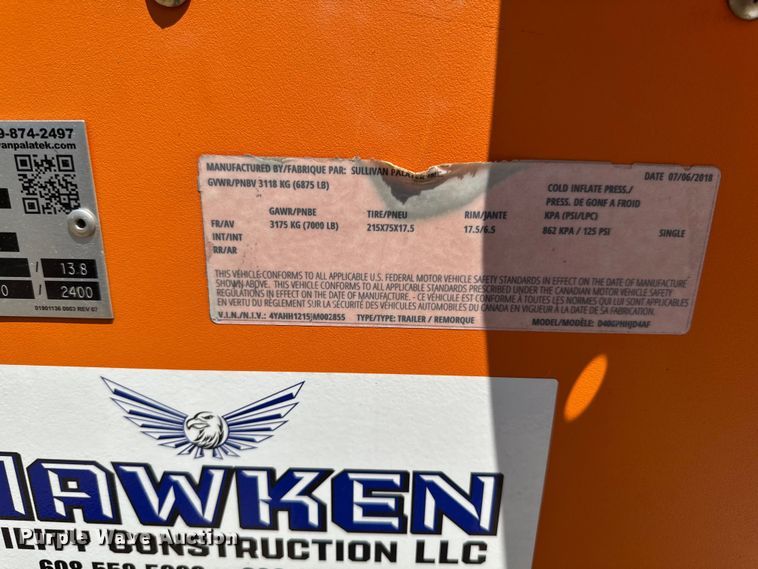image for item FB5723 2018 Sullivan Palatek D400HHAF air compressor