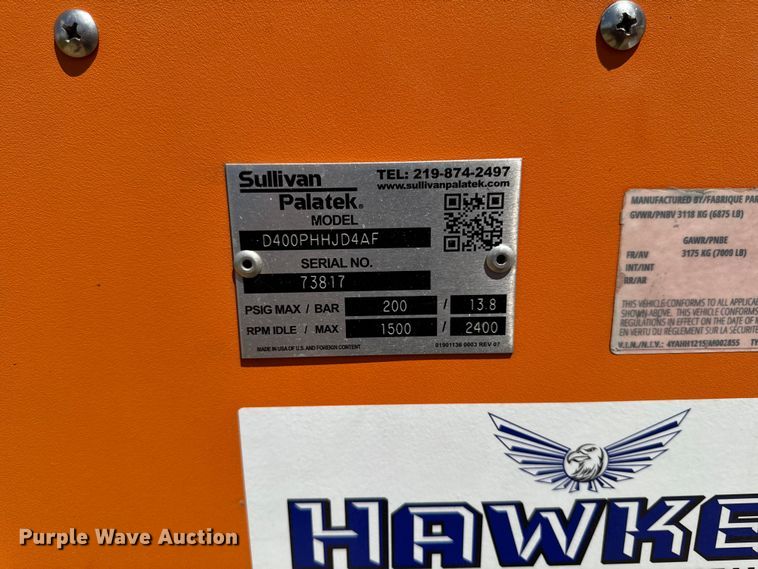 image for item FB5723 2018 Sullivan Palatek D400HHAF air compressor