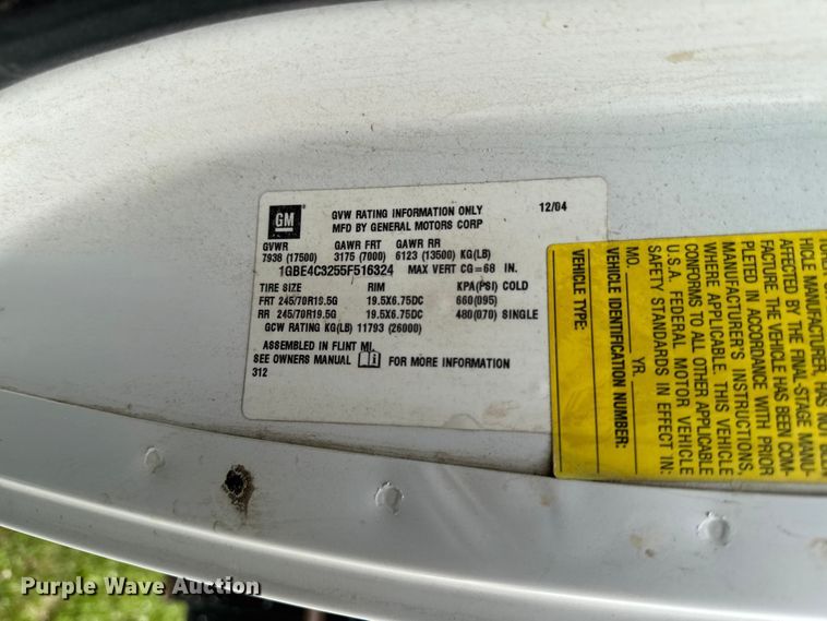 image for item FB5743 2005 Chevrolet C4500 dump truck