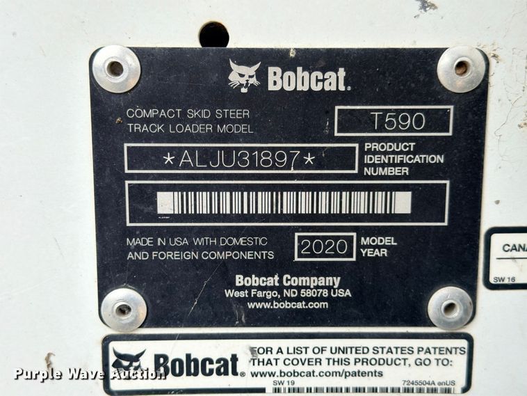 image for item FB8224 2020 Bobcat T590 tracked skid steer loader