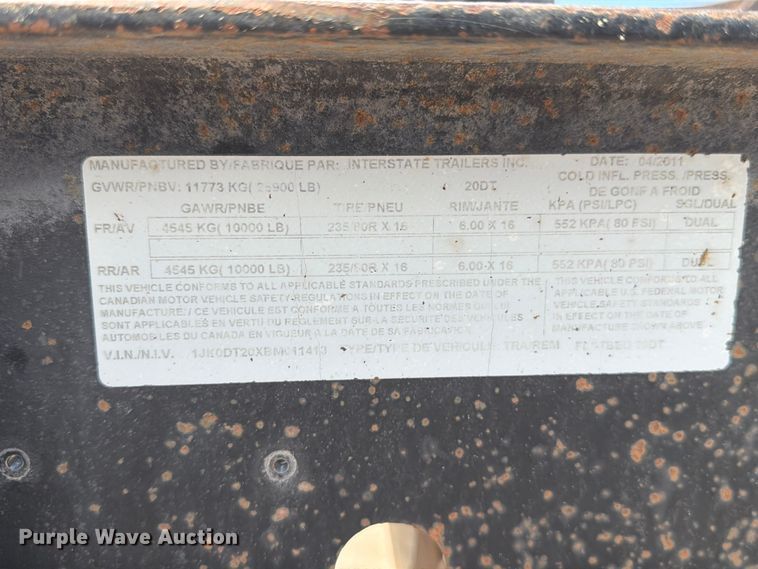 image for item FM7590 2011 Interstate Trailers, Inc. 200T equipment trailer