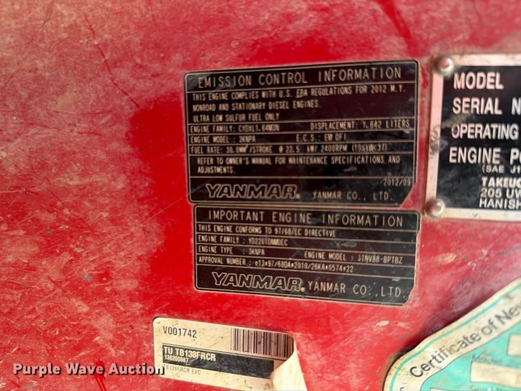 image for item FN5756 2013 Takeuchi TB138FR mini excavator