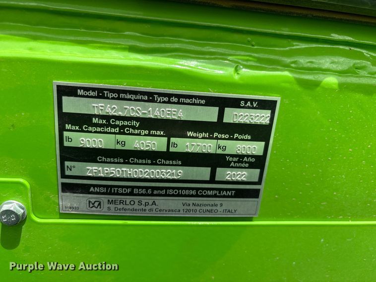 image for item JM9494 2022 Merlo TF42 telehandler