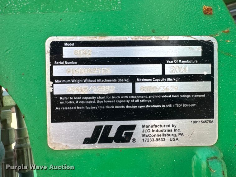 image for item NJ9264 2014 JLG 8042 telehandler