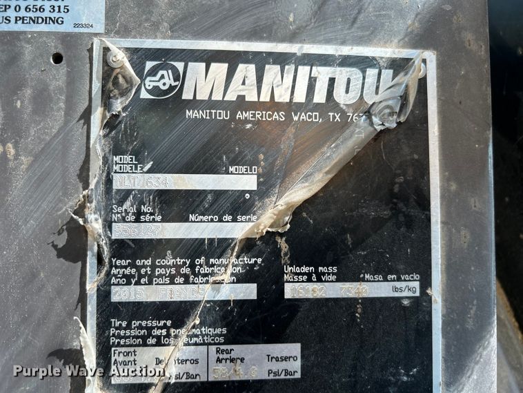 image for item NM9819 2015 Manitou MLT 634 telehandler