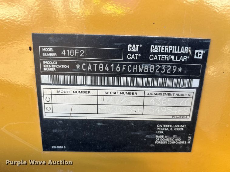 image for item YA3383 2019 Caterpillar 416F2 backhoe