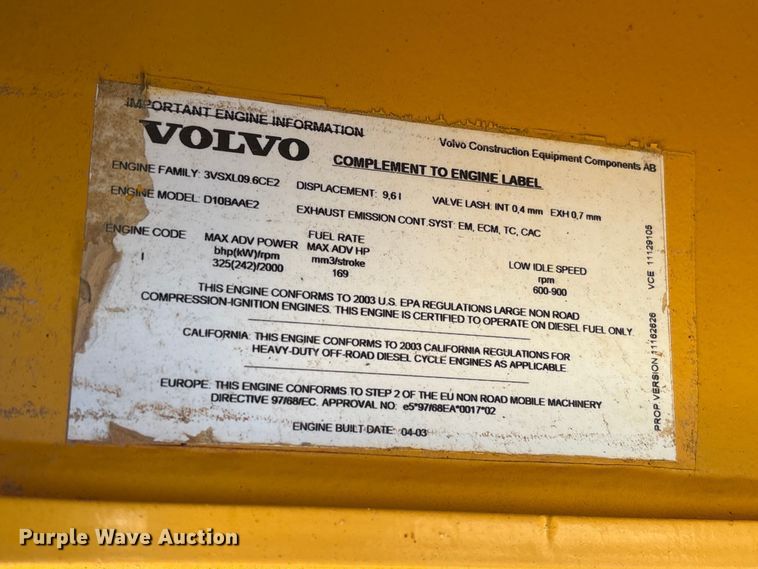 image for item YA3422 2003 Volvo A30D articulated haul truck