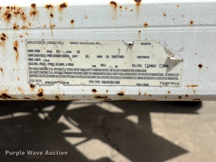 image for item YA3530 2015 Bandit 200UC wood chipper