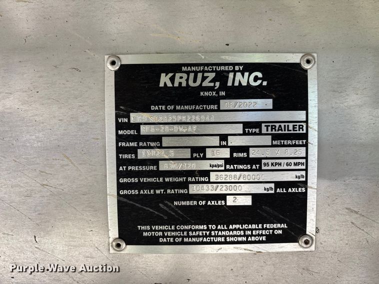 image for item YA3951 2023 Kruz RFA-28-DW-AF end dump trailer
