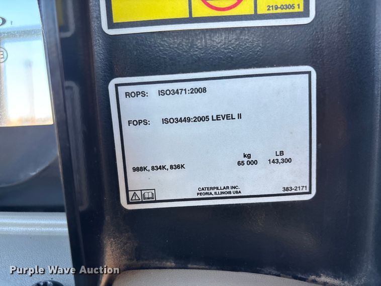 image for item YA3978 2016 Caterpillar 988K wheel loader