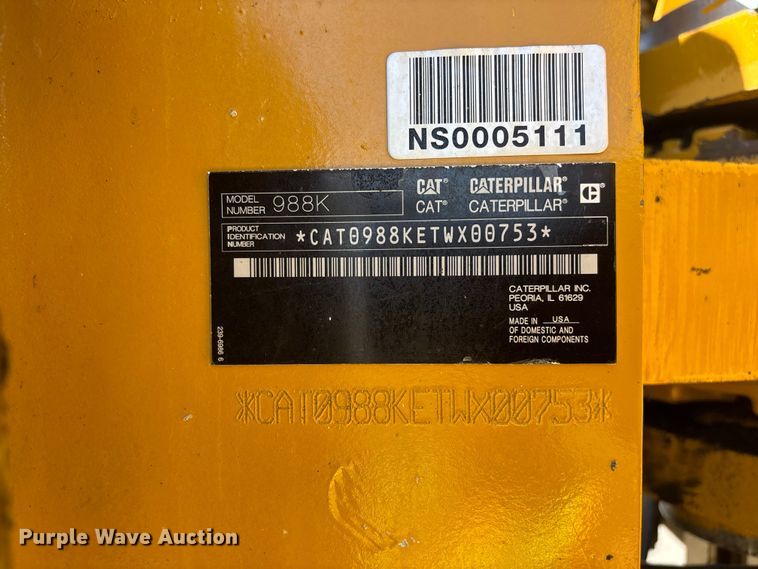 image for item YA3979 2015 Caterpillar 988K wheel loader