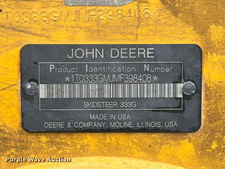 image for item YA4232 2021 John Deere 333G tracked skid steer loader
