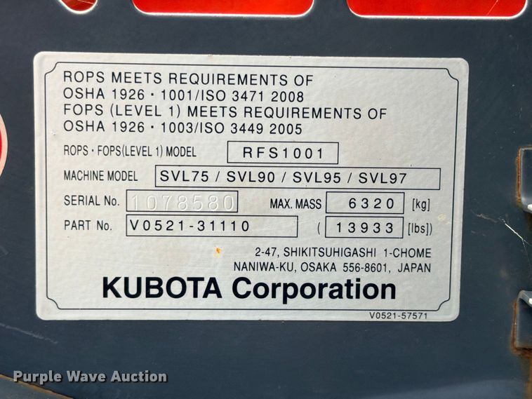 image for item YA4242 2022 Kubota SVL75-2 tracked skid steer loader