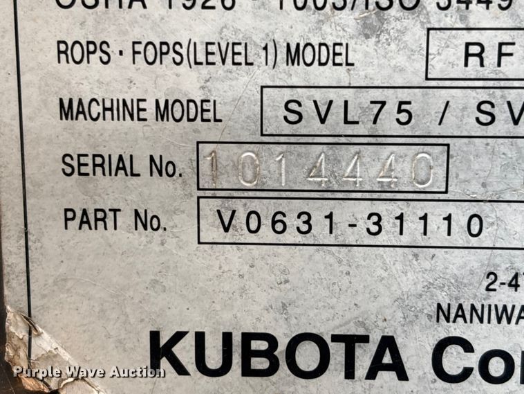 image for item YA4244 2017 Kubota SVL95-2S tracked skid steer loader